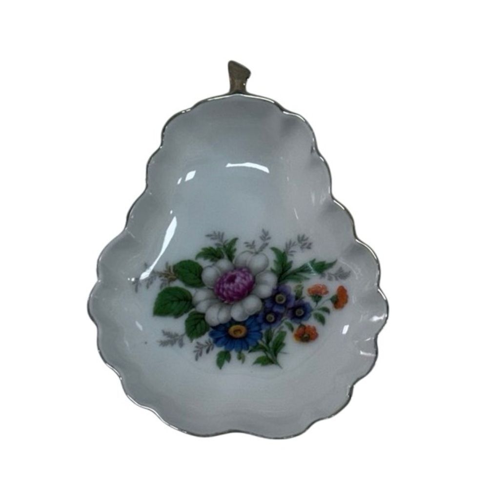 Norcrest Vintage Porcelain Trinket Holder Floral Gold Rim